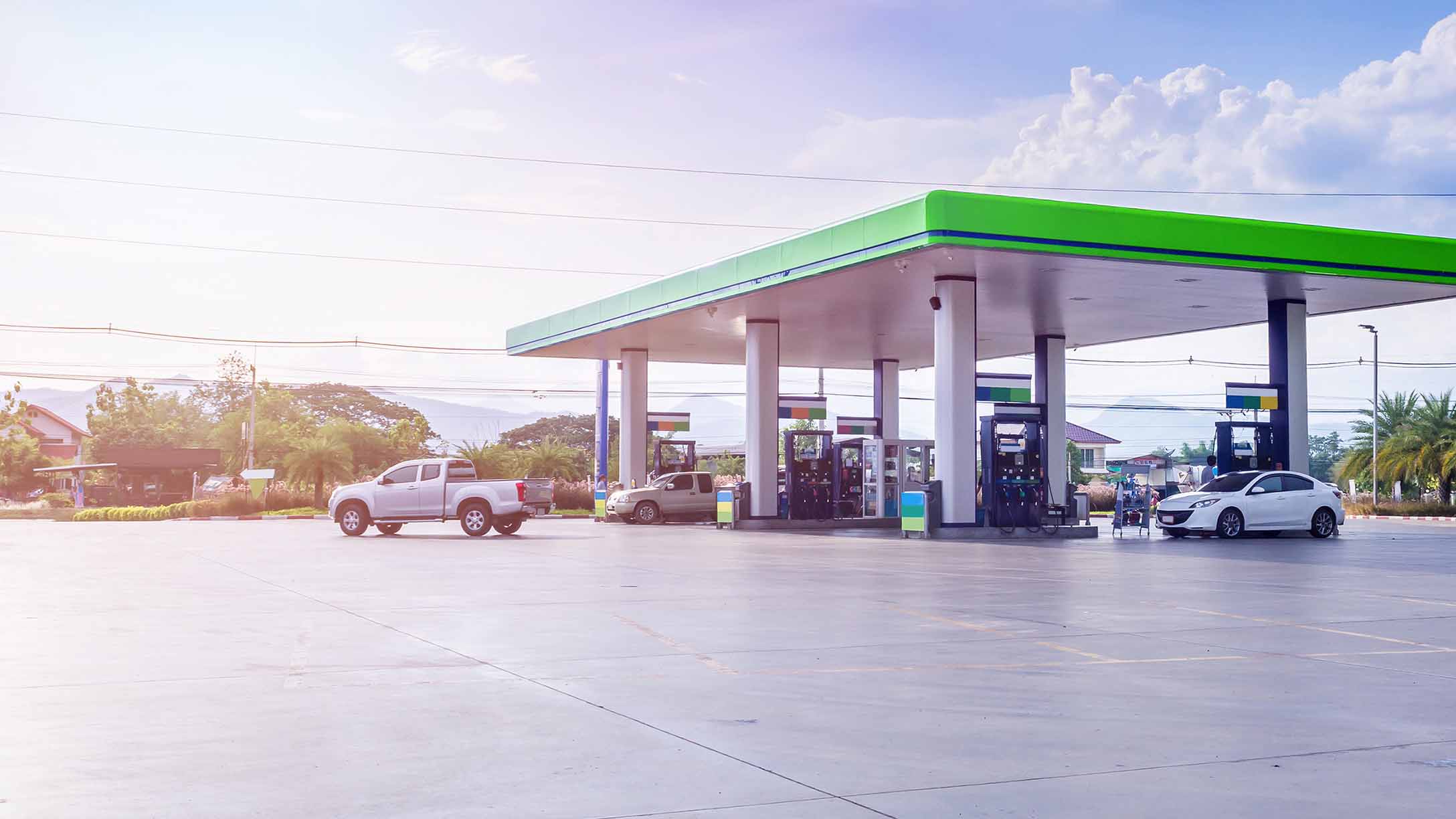 Cars at gas station